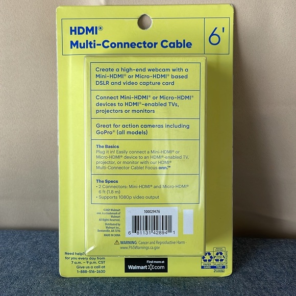New in package Focus Onn 6ft HDMI Multi-Connector Cable - Picture 2 of 8